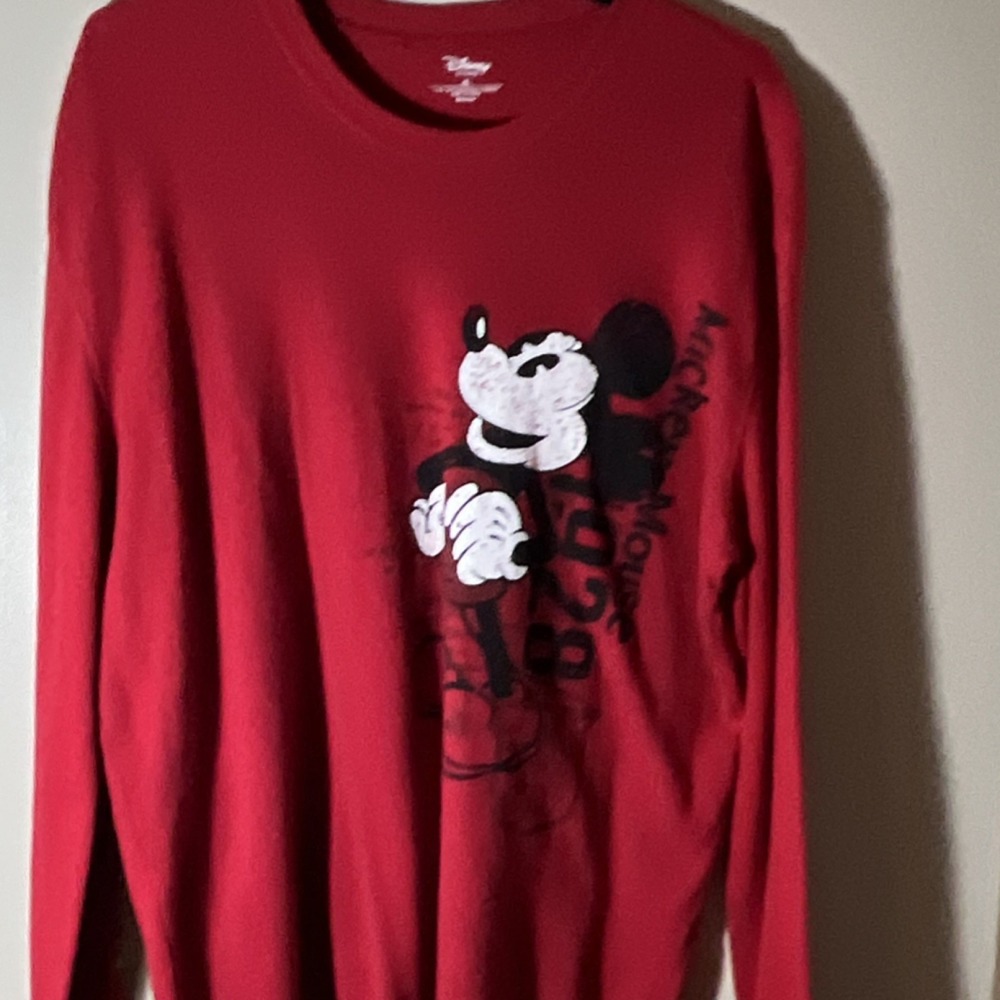 Disney Mickey Mouse XL Long Sleeve Waffle Thermal Shirt - Red